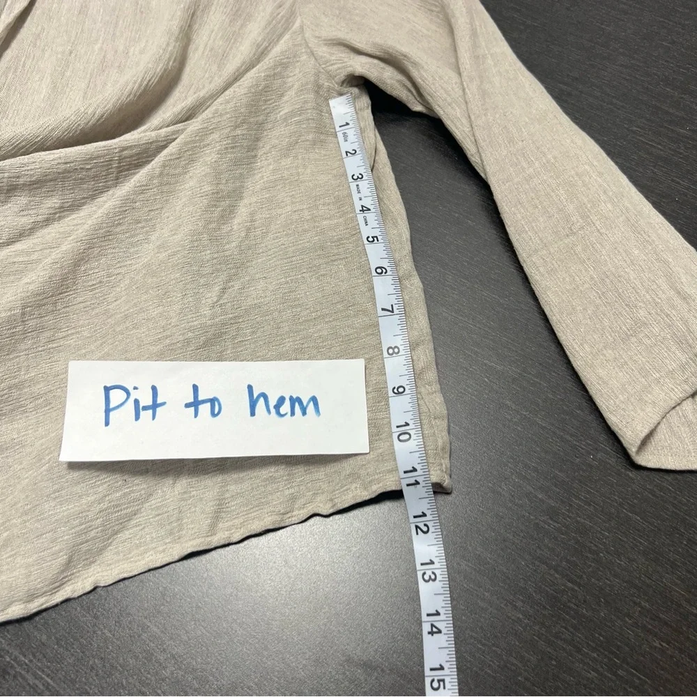 Eileen Fisher XL Coastal Linen Cotton Blend Open Front Drape Cardigan Lagenlook